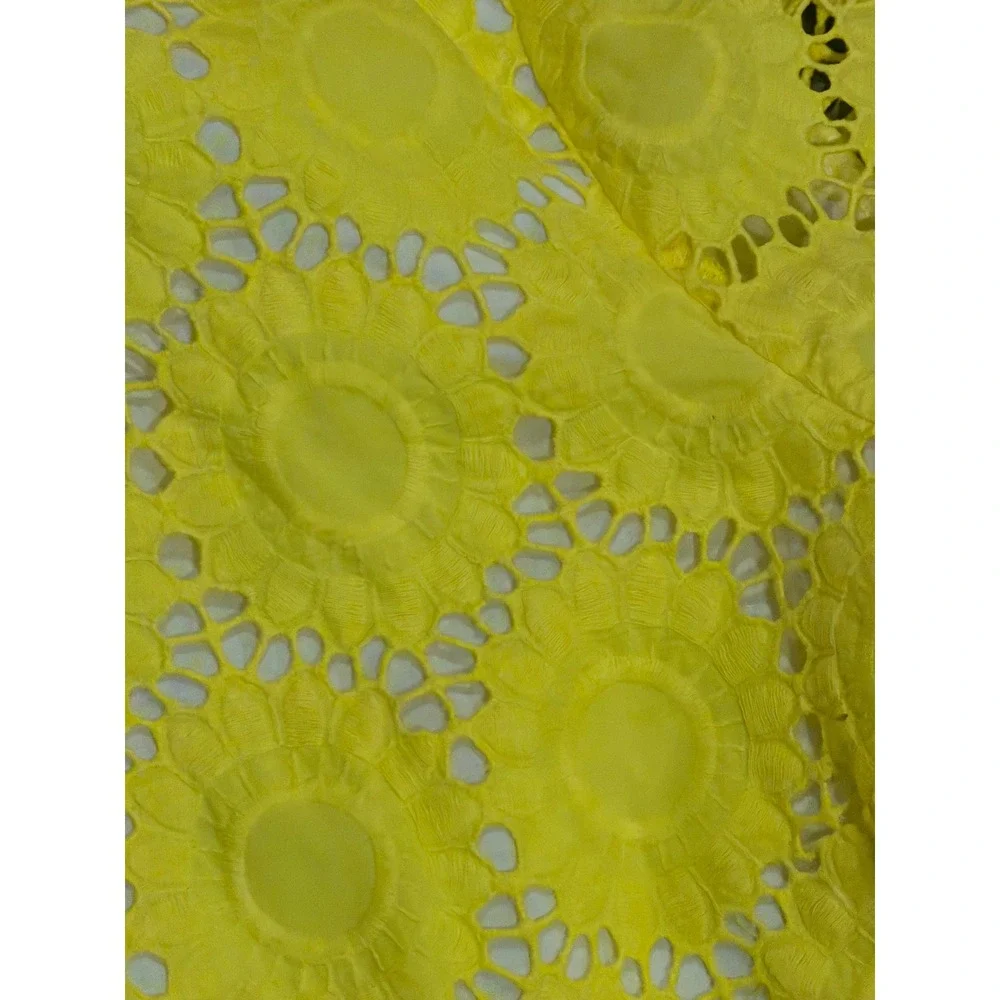 Lilly Pulitzer Yellow Eyelet Lace Blouse 3/4 Sleeve Scalloped Top Mariella XL - Picture 8 of 10